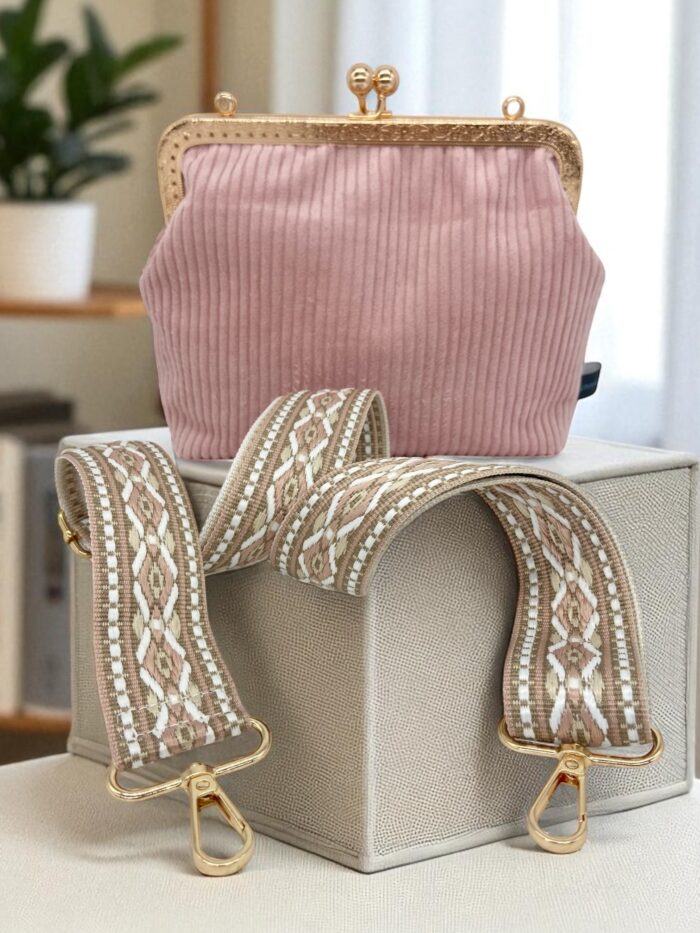 Vintage Clip Crossbodybag/Clutch puderrosa