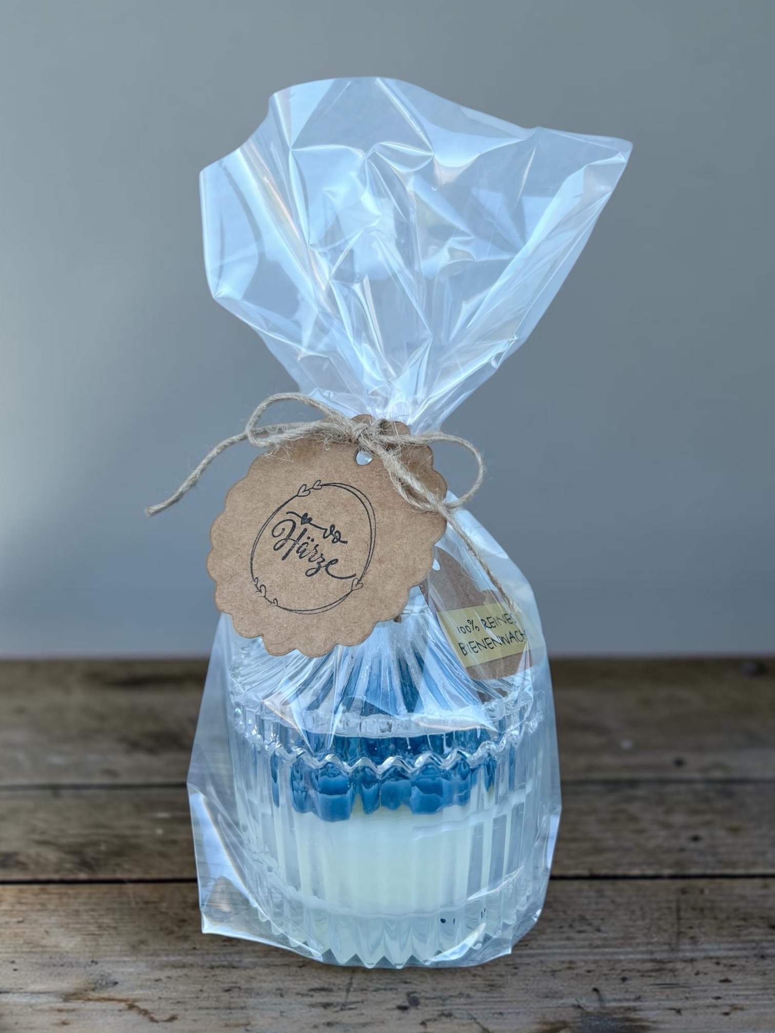 Kerzenglas Daisy blau